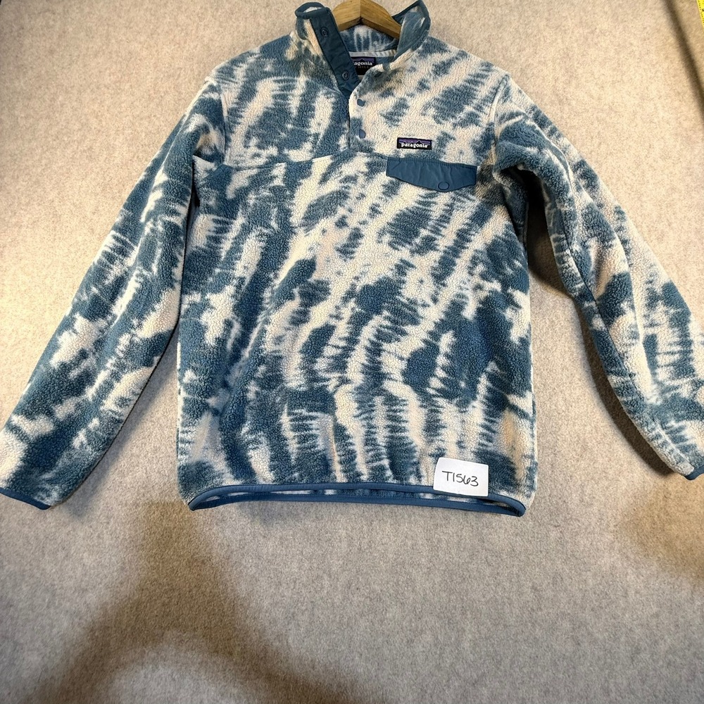 Patagonia Synchilla Snap-T Fleece Pullover Blue White Tie Dye‎ XS T1563
